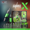 Tattoo machine kit with Lookah Seahorse concentrate vaporizer components in green and silver colors