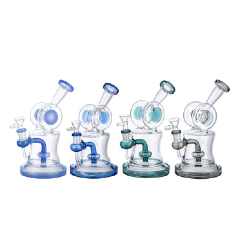 Lotus Glass Color Changing Water Bong With Perc - tall, vibrant glass water pipes