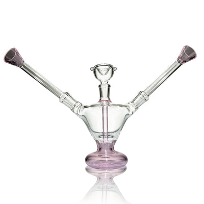 Valentine’s Day two-piece beaker bong with pink base and extended arms for love birds lovin