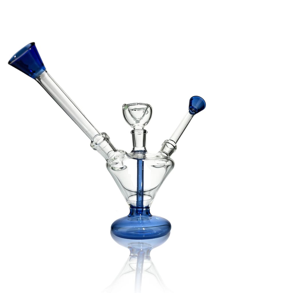 Valentine’s Day two-piece beaker bong for love birds lovinwith blue accents and multiple stems