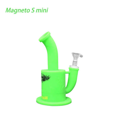 Bright Green Waxmaid Magneto Mini Water Pipe With Platinum Cured Silicone And Glass Bowl