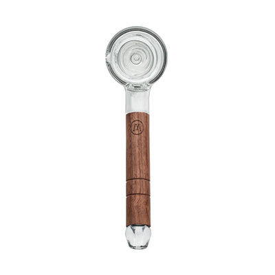 Marley Natural Collectible Standing Glass Bubbler with wooden handle and circular bowl