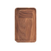 Rectangular Marley Natural Black Walnut Rolling Tray with raised edge and recessed center