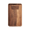 Marley Natural Black Walnut Rolling Tray with raised edge and indentation for convenience