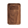 Rectangular Marley Natural Black Walnut Rolling Tray with raised edges and recessed center