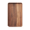 Rectangular Marley Natural Black Walnut Rolling Tray with raised edges and wood grain