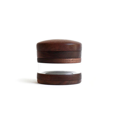 Wooden container with glass center and lids from Marley Natural sustainably sourced black walnut