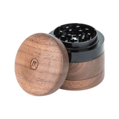 Wooden herb grinder with aluminum cutting blades, Marley Natural Wood Grinder design