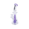 9mav glass water pipe with purple accents, slitted pyramid percolator, and bent neck