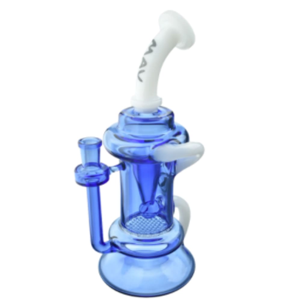 Mav Glass Big Bear Recycler Water Pipe with Honeycomb Perc and White Mouthpiece