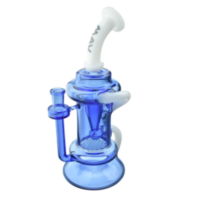 Mav Glass Big Bear Recycler Water Pipe with Honeycomb Perc and White Mouthpiece