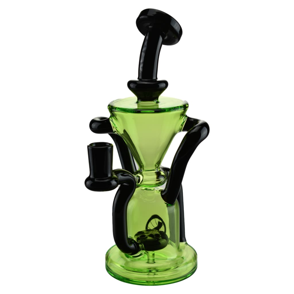 Glass Humboldt Recycler with Waffle 4-Hole Inverted Perc and lemon slice design