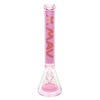 Pink glass bong with I WAV text in Mav Glass TX627 Pyramid Beaker with Milky Pink Diffuser