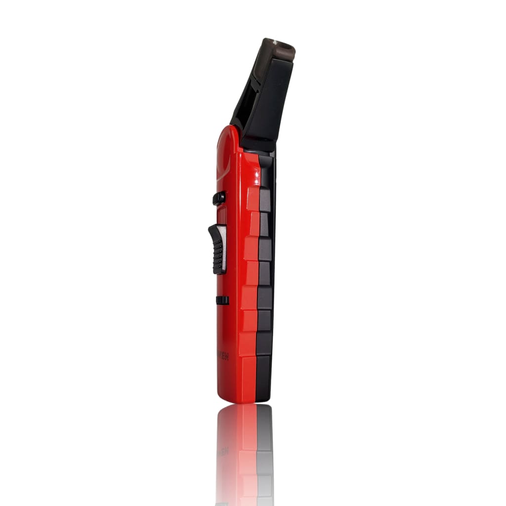 Red and black electric hair clipper or trimmer next to Premium Pen Torch With Precise Flame