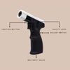 Maven Torch In Handgun Shape - Model K: labeled components, ignition button, safety lock