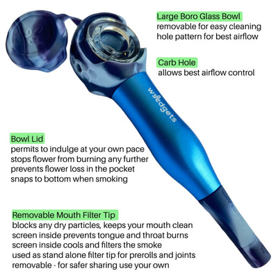 Maze-x Pipe with Patented Cough-less Technology for Unprecedented Smoke Smoothness, Labeled Parts