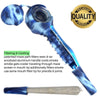 Maze-x Pipe: Blue metallic pipe with patented cough-less technology and anodized handle