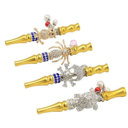 Elegant Bling Joint Holders for Dry Herbs: Decorative Gold and Jeweled Animal-Shaped Pipes