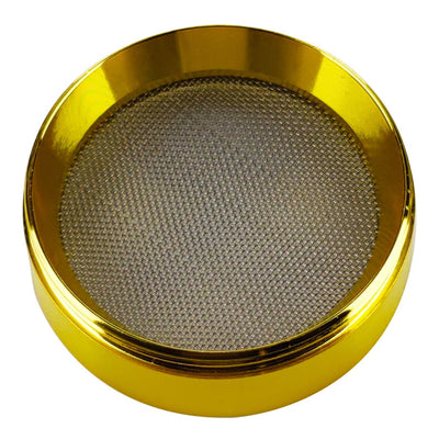 Premium aluminum alloy metallic gold herb grinder with fine mesh sieve