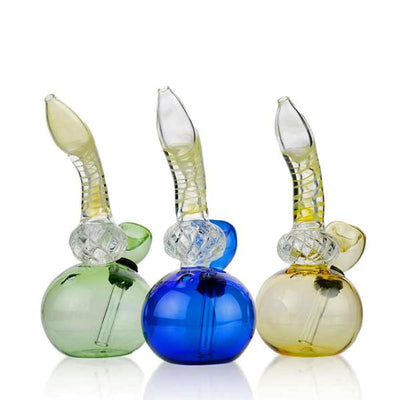 Colorful 6mini water pipes with diamond design and twisting fuming in green, blue, and yellow