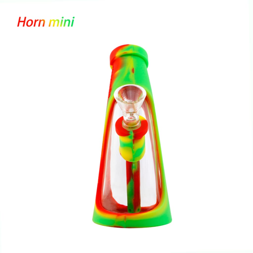 Colorful Waxmaid Mini Horn silicone device with light bulb inside for enhanced smoking experience