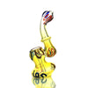 Colorful glass water pipe with swirling patterns from Mini Silver Fume Ring Bubbler Set