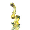 Mini Silver Fume Ring Bubbler Set with decorative swirls and a curved glass water pipe