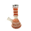 Glass water pipe with orange and white swirled patterns - Mini Wrap & Rake Beaker Bong