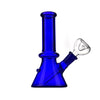 Monochrome mini beaker bong with male flower bowl in striking cobalt blue glass design