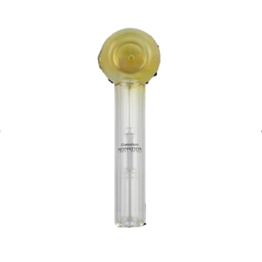 Monsoon Spill Proof yellow-tinted glass pipe with clear stem