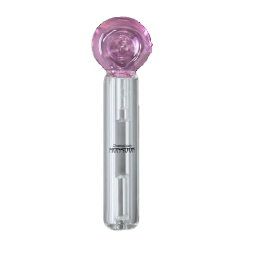 Translucent pink bubblegum hand warmer in Monsoon spill proof glass bong
