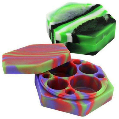 Colorful heat resistant, freezer safe multi-chamber silicone jar for cannabis concentrates