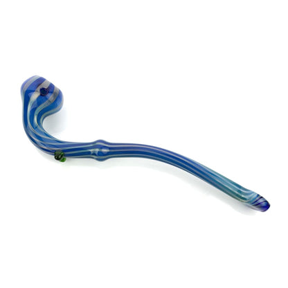 Sherlock Blue Gold Fume Stripes Design blue striped glass pipe