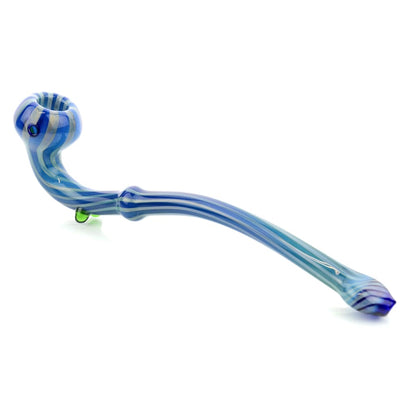 Sherlock Blue Gold Fume Stripes Design Mushroom Pipe with Blue and White Stripes