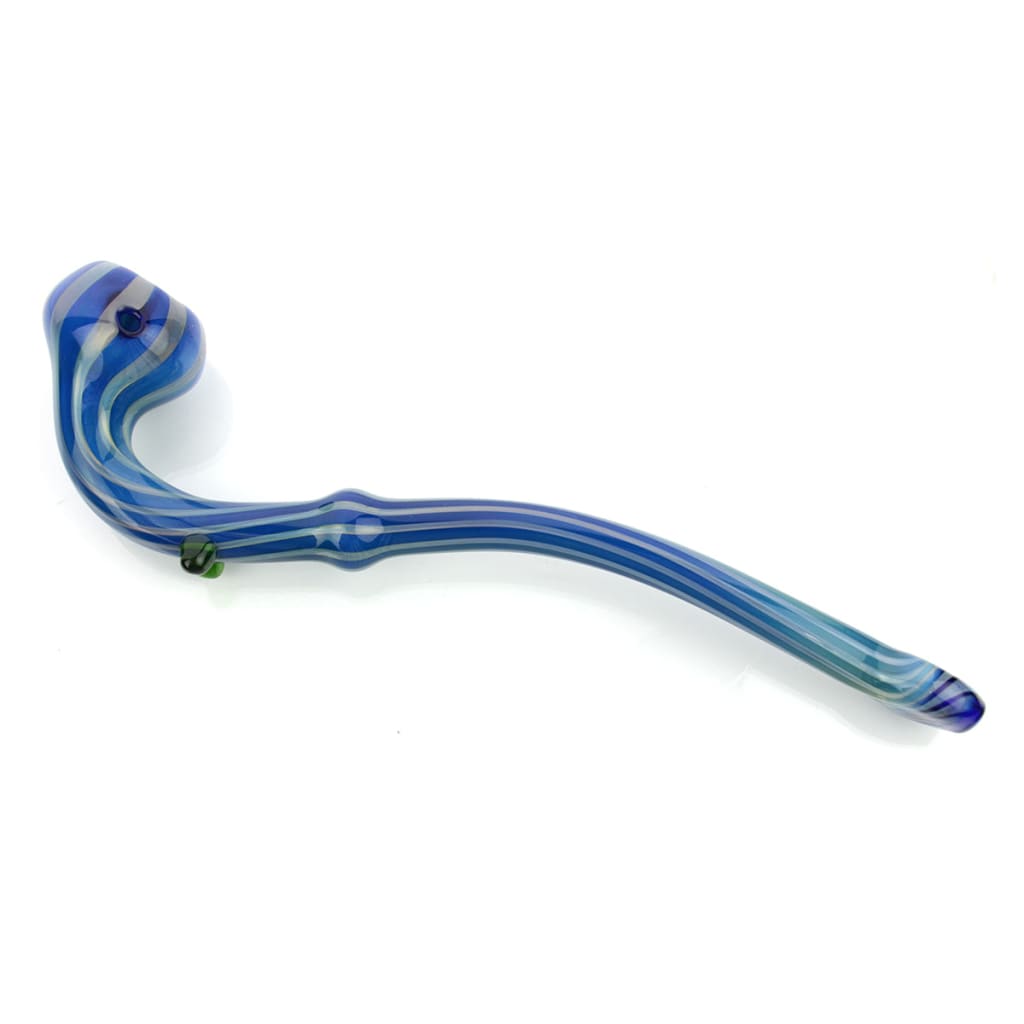 Sherlock blue gold fume stripes design blue striped glass pipe