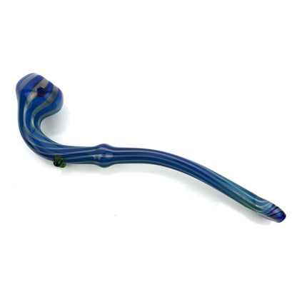 Sherlock blue gold fume stripes design striped blue glass pipe