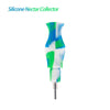 Colorful Waxmaid Nectar Collector with swirled blue, green, and white silicone pattern