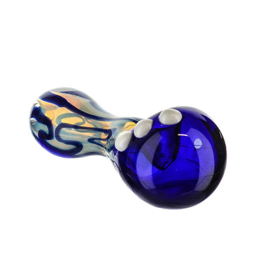 Nightfall spoon pipe in gold fumed glass with royal blue swirls
