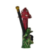 Hand-carved novelty wood pipe: red mushroom with a green frog at its base