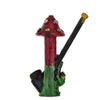 Hand-carved novelty wood pipe in a mushroom shape with red cap and green stem