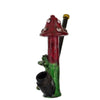 Hand-carved novelty wood pipe with red cap and green stem, perfect for themed collections