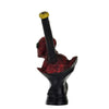 Hand-shaped glass pipe holding red skull, black stem - Hand-carved Novelty Wood Pipes