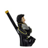 Hand-carved novelty wood pipe: Man figurine in a black outfit with raised arm enthusiastically