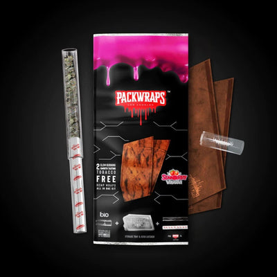 Package of ’Packwraps’ hemp wraps with pink design for ultimate smoking experience