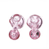 Pink fumed glass pipe with spiral strips and decorative bubbles for smoking accessories