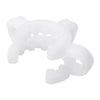 White plastic Keck clip for securing glass water pipes and vaporizers