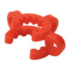 Red plastic Keck clip with jagged edge for securing glass water pipes and vaporizers