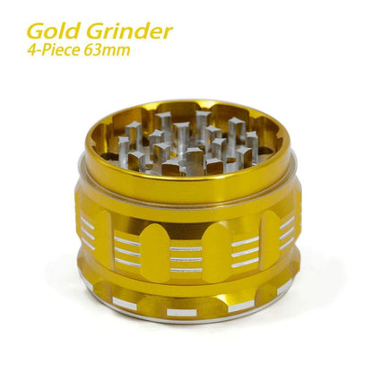 Polygon Herb Grinder - Durable Gold 63mm Aluminum Alloy with Sharp Metal Teeth Inside