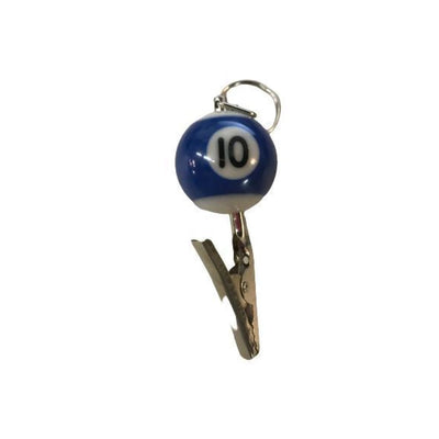 Blue and white numbered pool ball style key chain assorted colors