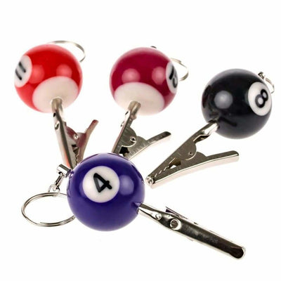 Pool ball style key chain assorted colors with alligator clips